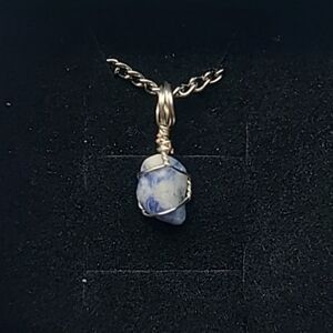 Handmade Sodalite Wire-Wrapped Pendant Necklace – Natural Crystal Healing